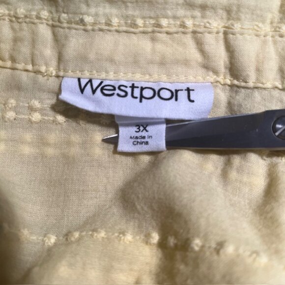 Westport Plus Size Butter Yellow Long Sleeve Button Up Shirt- Size 3X - Picture 9 of 11